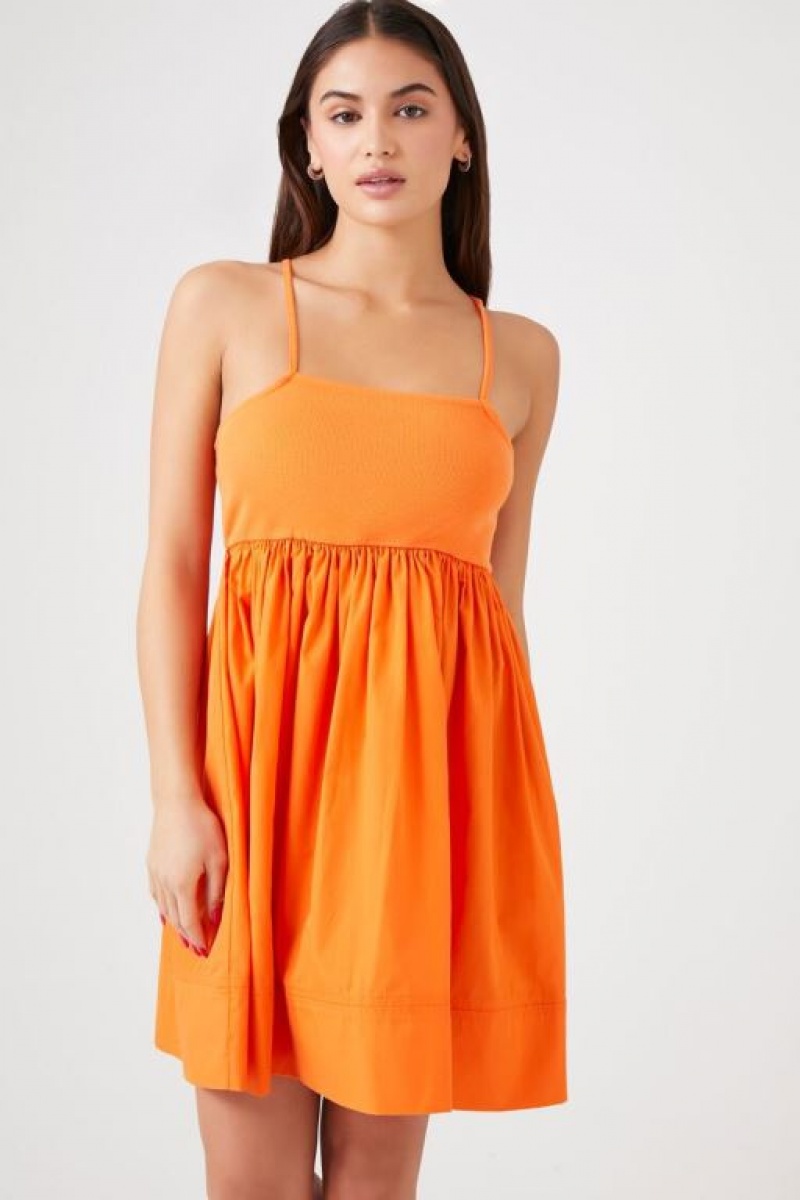 Vestido Forever 21 Poplin Babydoll Mini Mujer Naranjas | xa8yiANUTjN