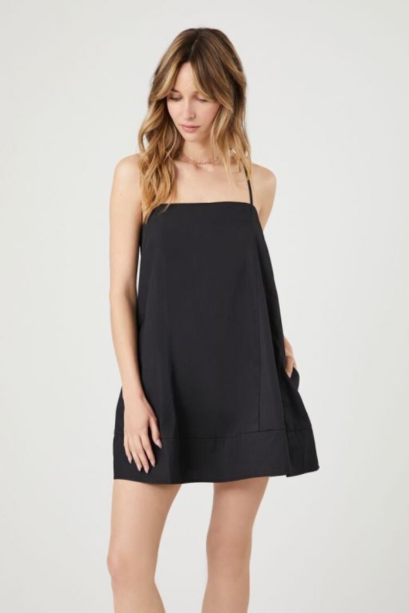 Vestido Forever 21 Poplin Cami Shift Mini Mujer Negras | NX6Bx201UYk