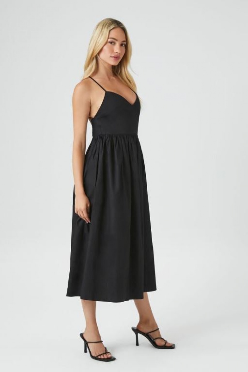 Vestido Forever 21 Poplin Crisscross Midi Mujer Negras | DAQQ9uRRPOx