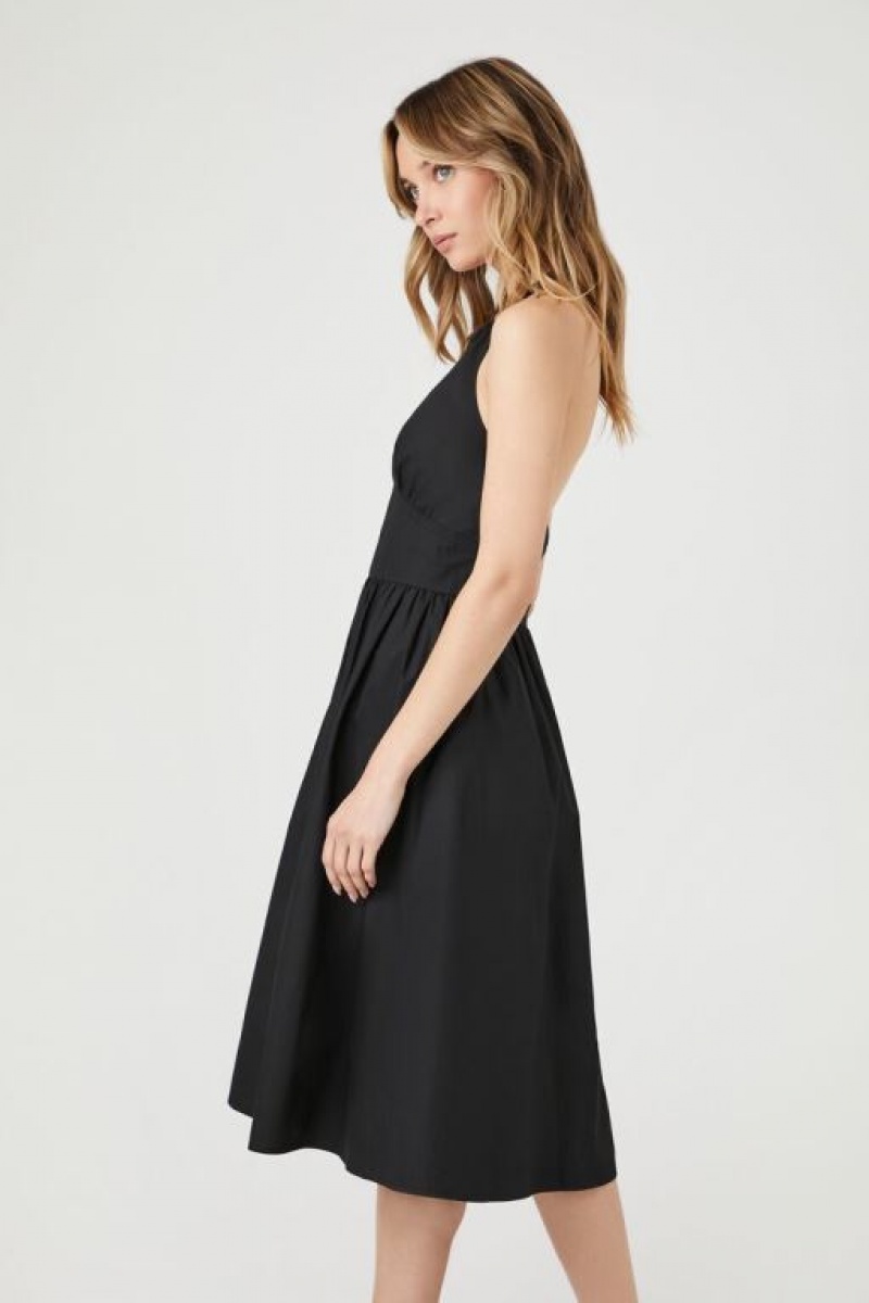 Vestido Forever 21 Poplin Halter Midi Mujer Negras | acJdfTkDqoQ