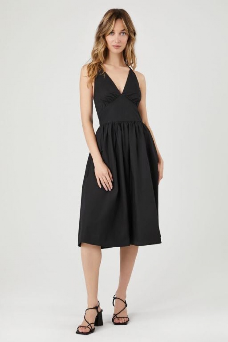 Vestido Forever 21 Poplin Halter Midi Mujer Negras | acJdfTkDqoQ