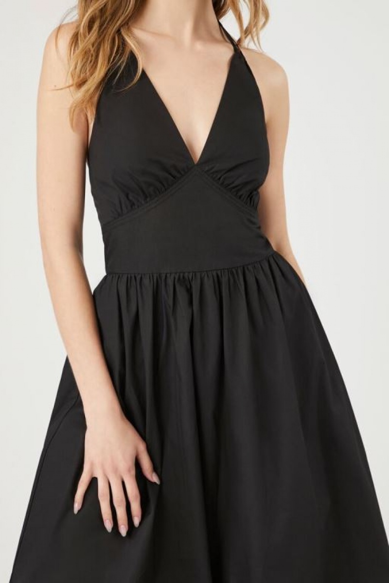 Vestido Forever 21 Poplin Halter Midi Mujer Negras | acJdfTkDqoQ