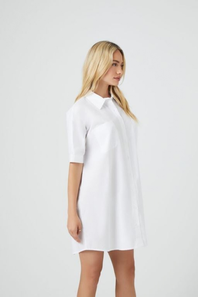 Vestido Forever 21 Poplin Mini Mujer Blancas | d8cM0c7Ku9e