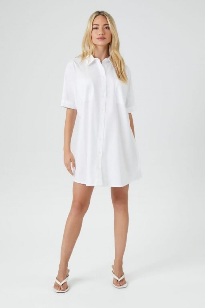 Vestido Forever 21 Poplin Mini Mujer Blancas | d8cM0c7Ku9e