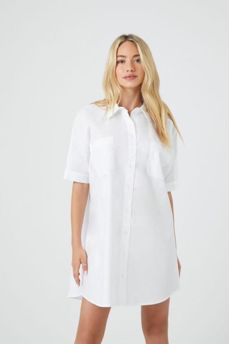 Vestido Forever 21 Poplin Mini Mujer Blancas | d8cM0c7Ku9e