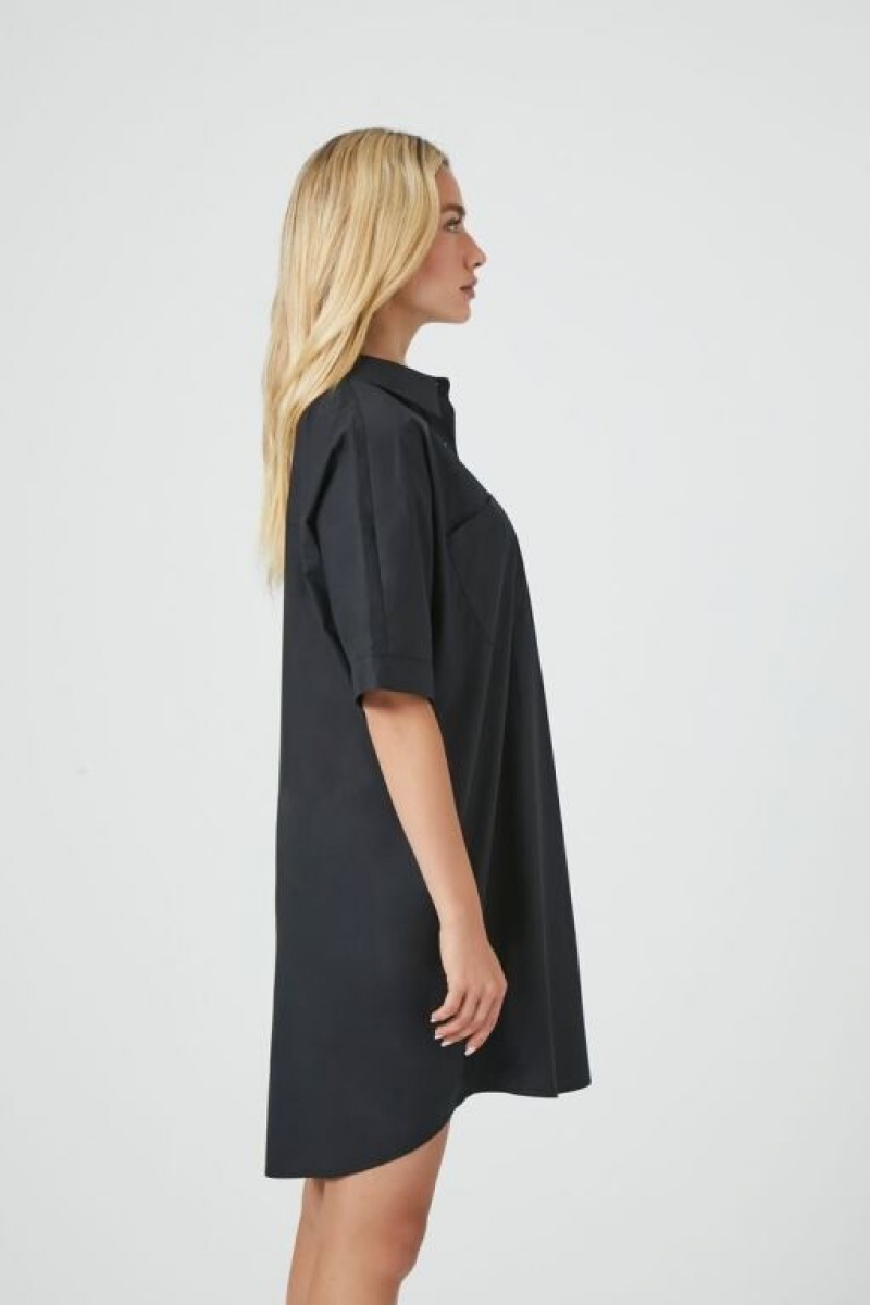 Vestido Forever 21 Poplin Mini Mujer Negras | YSftTxPLD2G