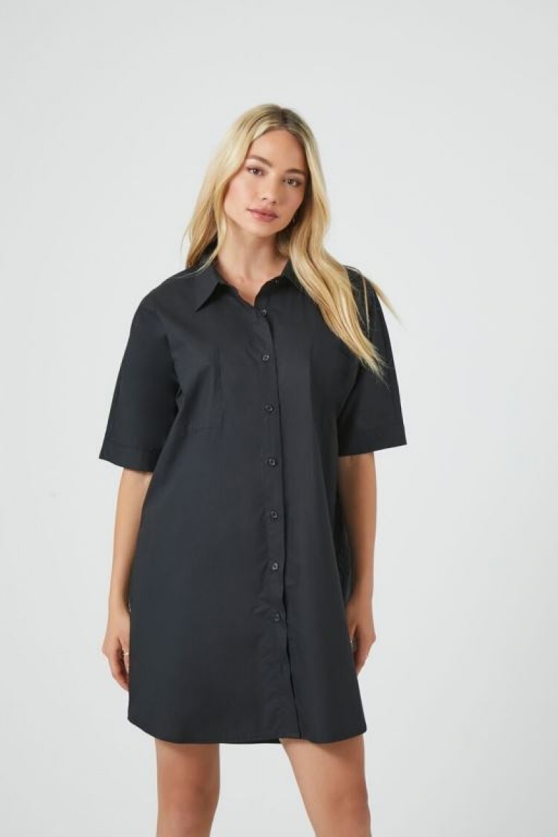 Vestido Forever 21 Poplin Mini Mujer Negras | YSftTxPLD2G