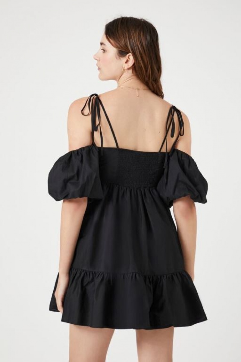 Vestido Forever 21 Poplin Off The Shoulder Mini Mujer Negras | PUq8pmi8zIz