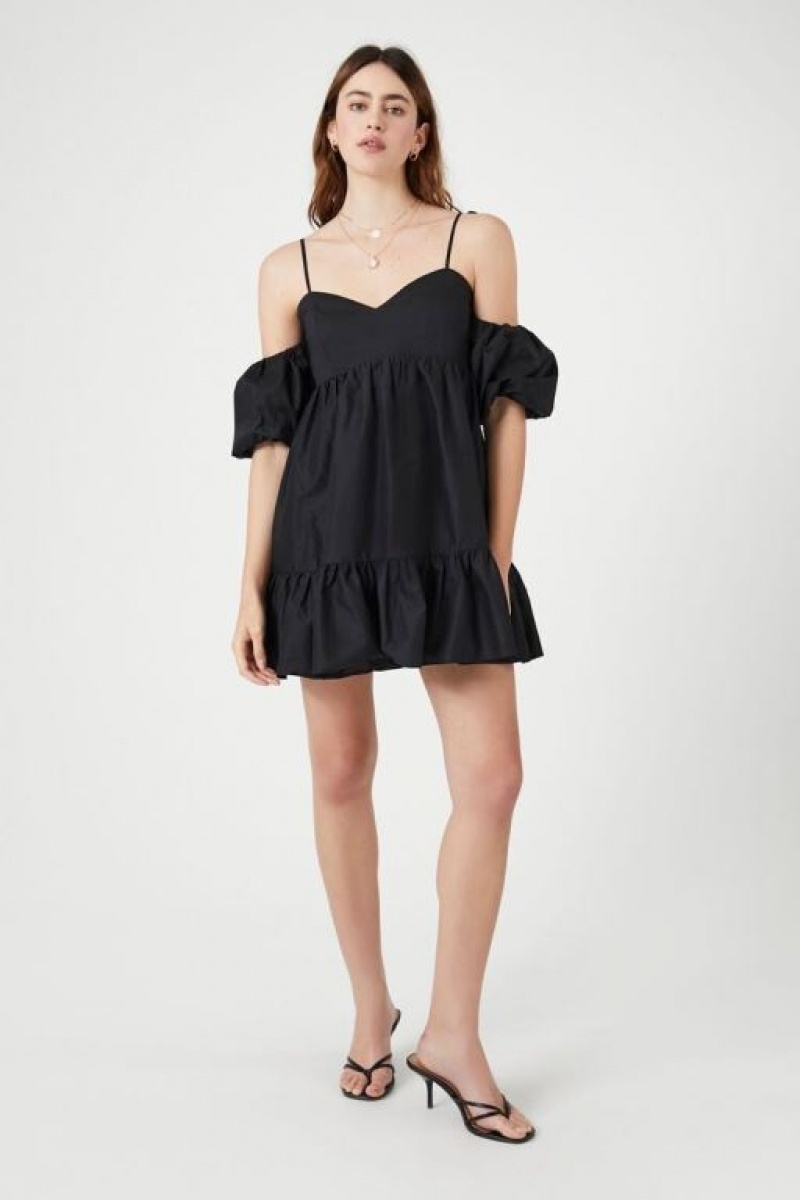 Vestido Forever 21 Poplin Off The Shoulder Mini Mujer Negras | PUq8pmi8zIz