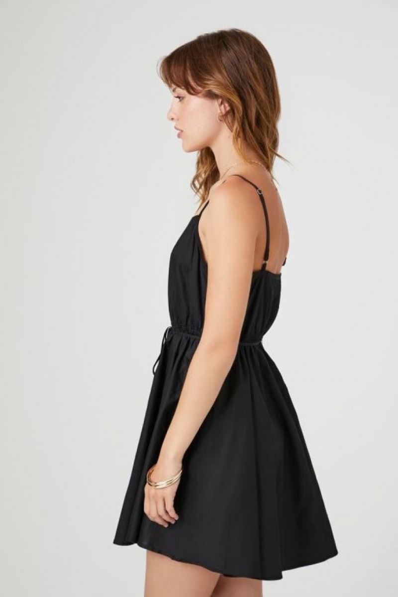 Vestido Forever 21 Poplin Tie Waist Cami Mini Mujer Negras | 2UBV1PZVNiq