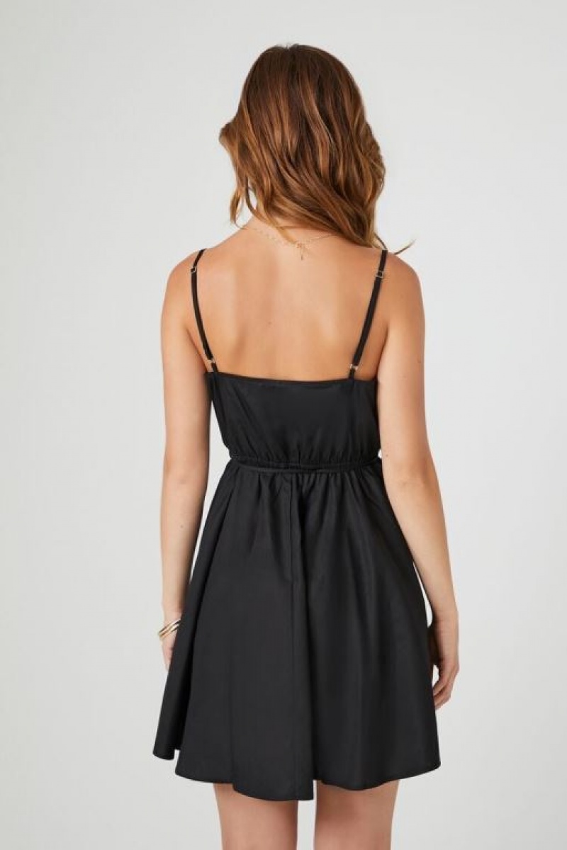 Vestido Forever 21 Poplin Tie Waist Cami Mini Mujer Negras | 2UBV1PZVNiq