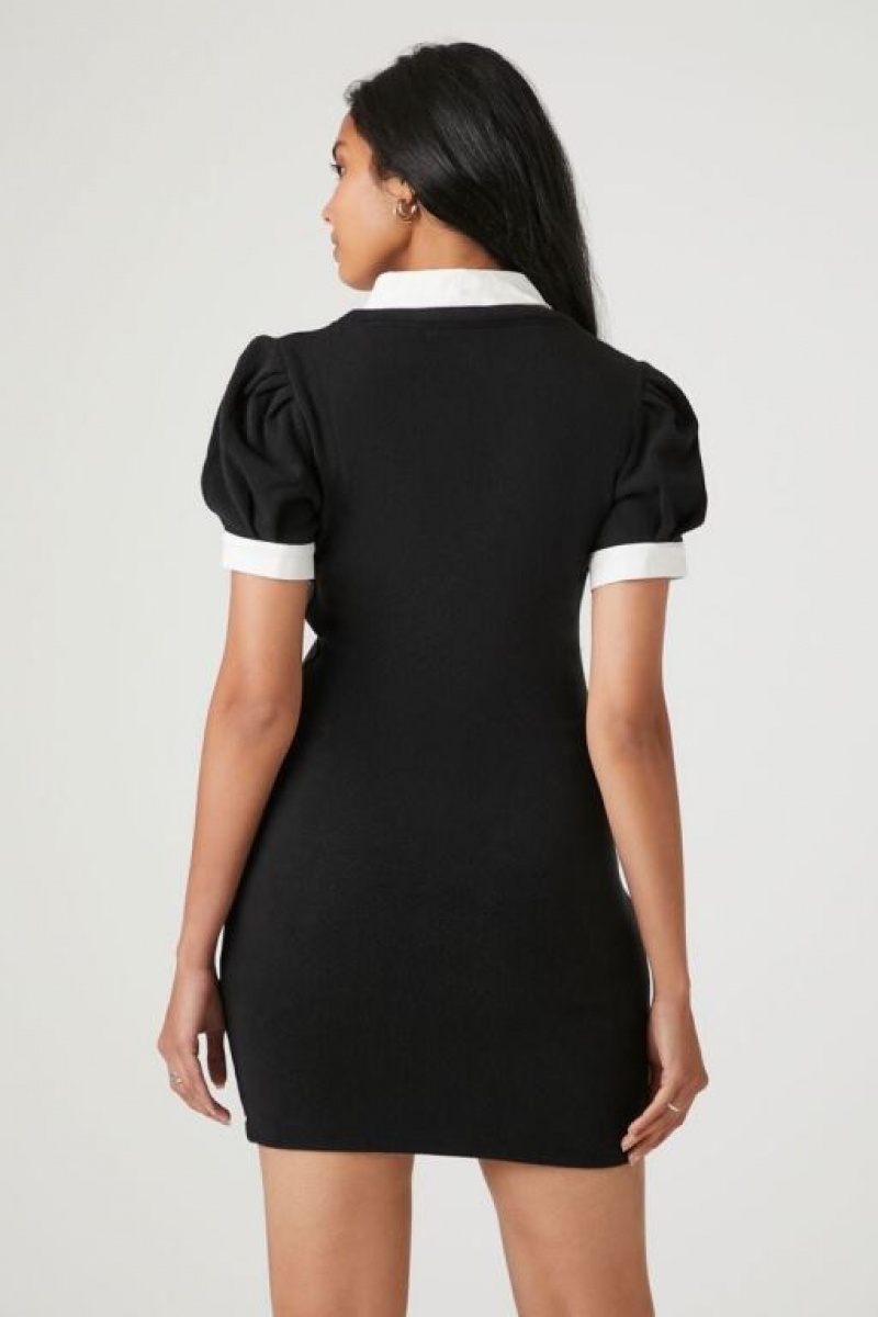 Vestido Forever 21 Puff Sleeve Combo Mini Mujer Negras Blancas | BGcMELQ4dqX