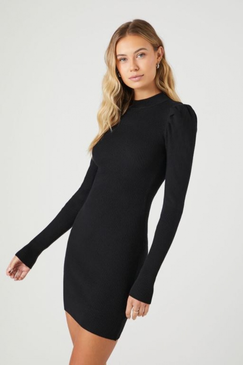 Vestido Forever 21 Puff Sleeve Mini Mujer Negras | IWt9dGbKvhU