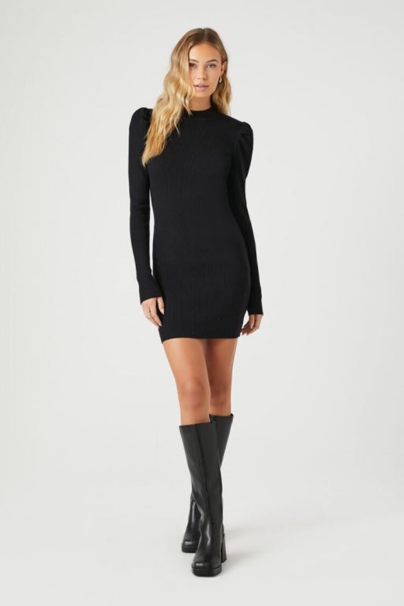 Vestido Forever 21 Puff Sleeve Mini Mujer Negras | IWt9dGbKvhU