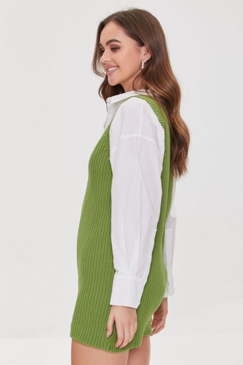 Vestido Forever 21 Purl Knit Mini Mujer Verde Claro | GEgRfLy8lOl