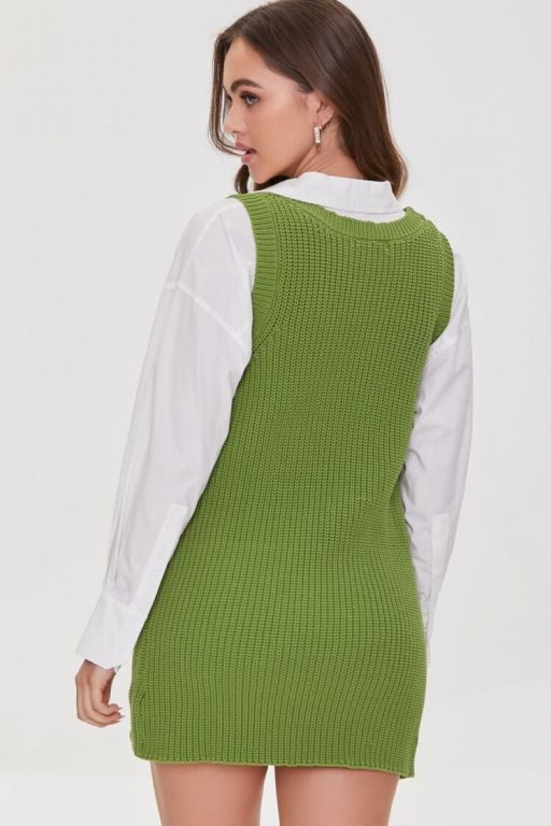 Vestido Forever 21 Purl Knit Mini Mujer Verde Claro | GEgRfLy8lOl