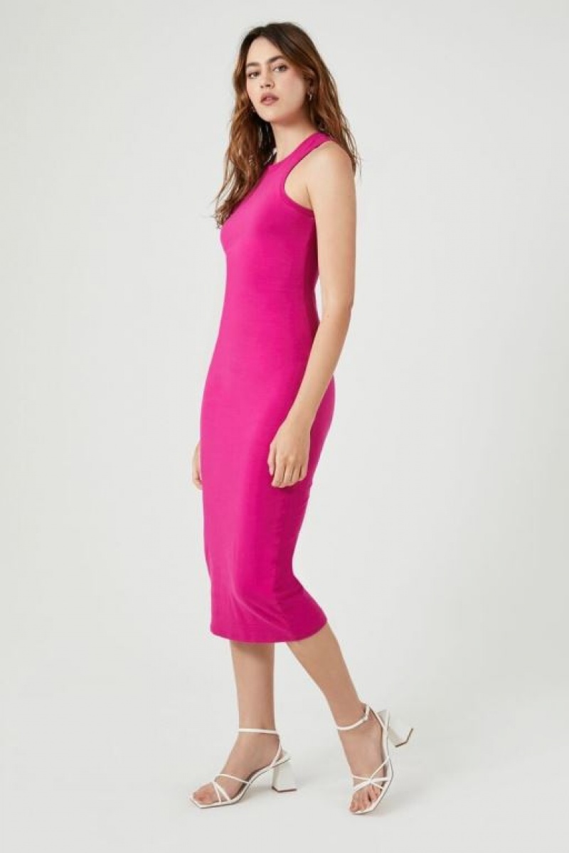 Vestido Forever 21 Racerback Bodycon Midi Mujer Fucsia | 49bqMW4xxh5