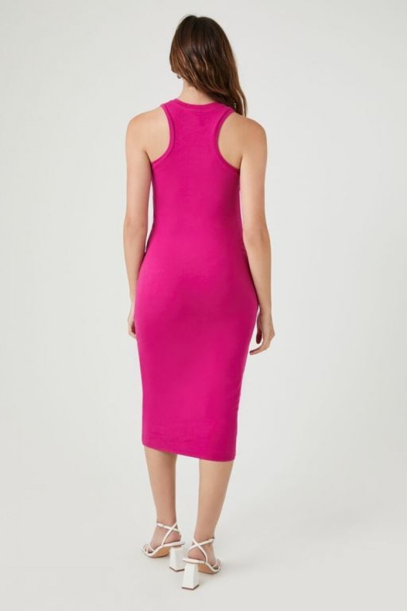 Vestido Forever 21 Racerback Bodycon Midi Mujer Fucsia | 49bqMW4xxh5