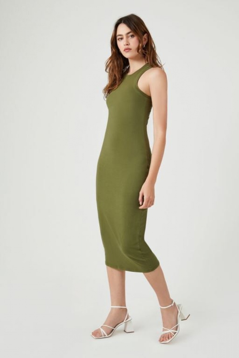 Vestido Forever 21 Racerback Bodycon Midi Mujer Verde Oliva | F8wSLAehNrN