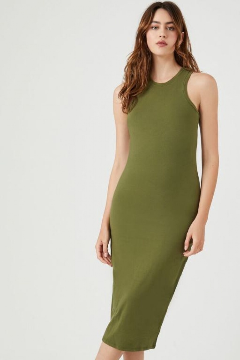 Vestido Forever 21 Racerback Bodycon Midi Mujer Verde Oliva | F8wSLAehNrN