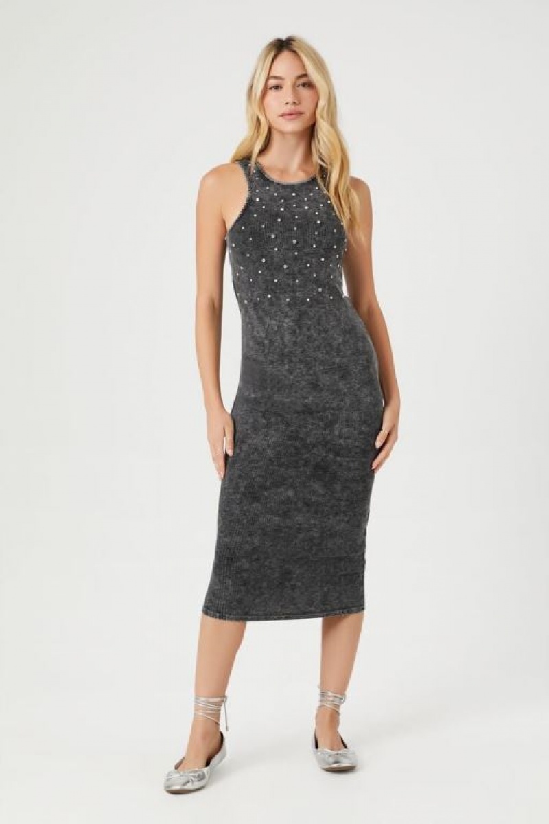 Vestido Forever 21 Rhinestone Midi Bodycon Tank Mujer Negras | UwscgonQNGN