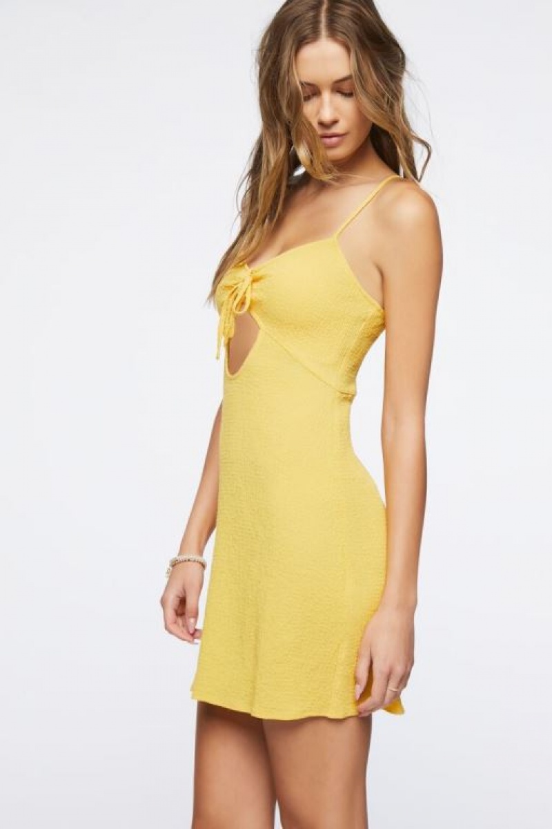 Vestido Forever 21 Ruched Cutout Mini Mujer Marigold | 6dvLUYqQTij