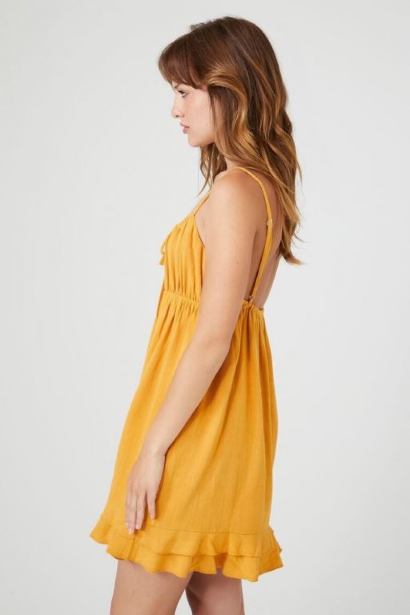 Vestido Forever 21 Ruffle Cami Mini Mujer Moutarde | jfowBVdGw4Y