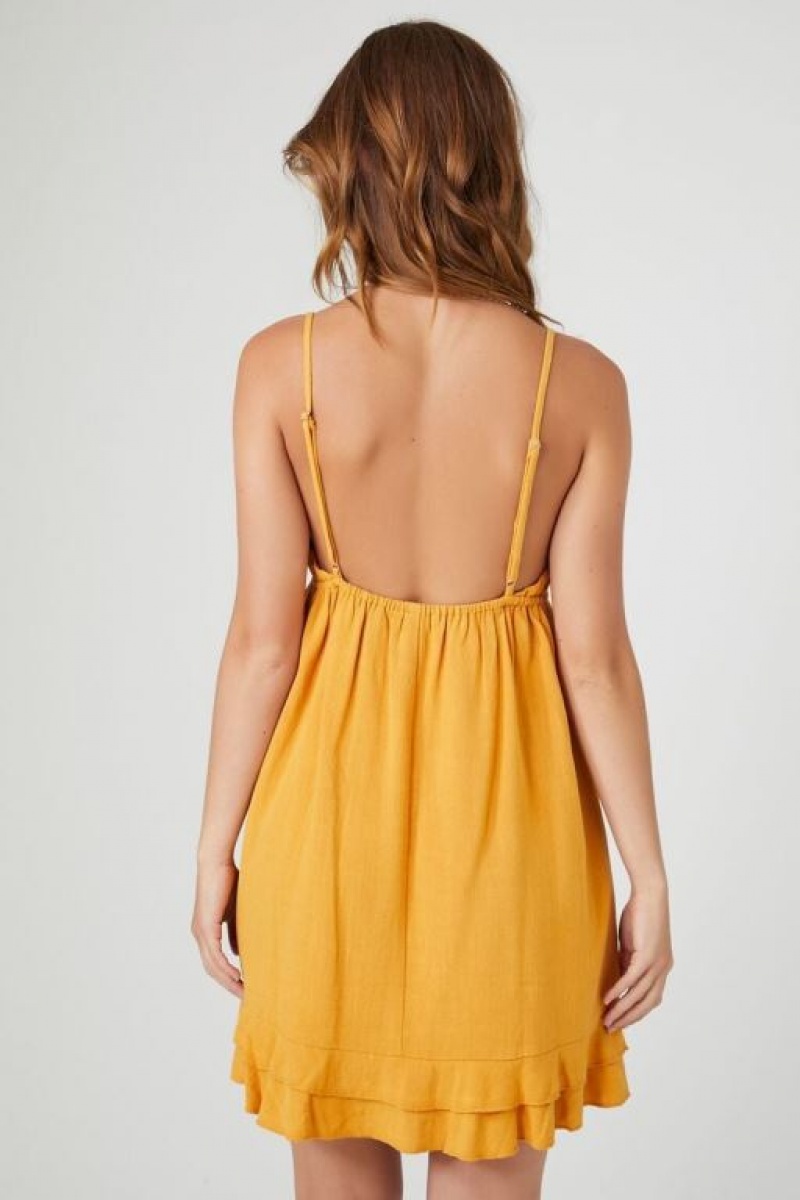 Vestido Forever 21 Ruffle Cami Mini Mujer Moutarde | jfowBVdGw4Y