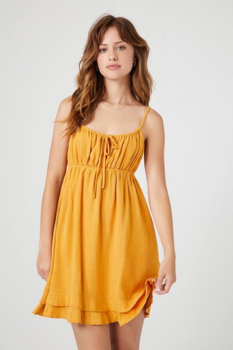 Vestido Forever 21 Ruffle Cami Mini Mujer Moutarde | jfowBVdGw4Y