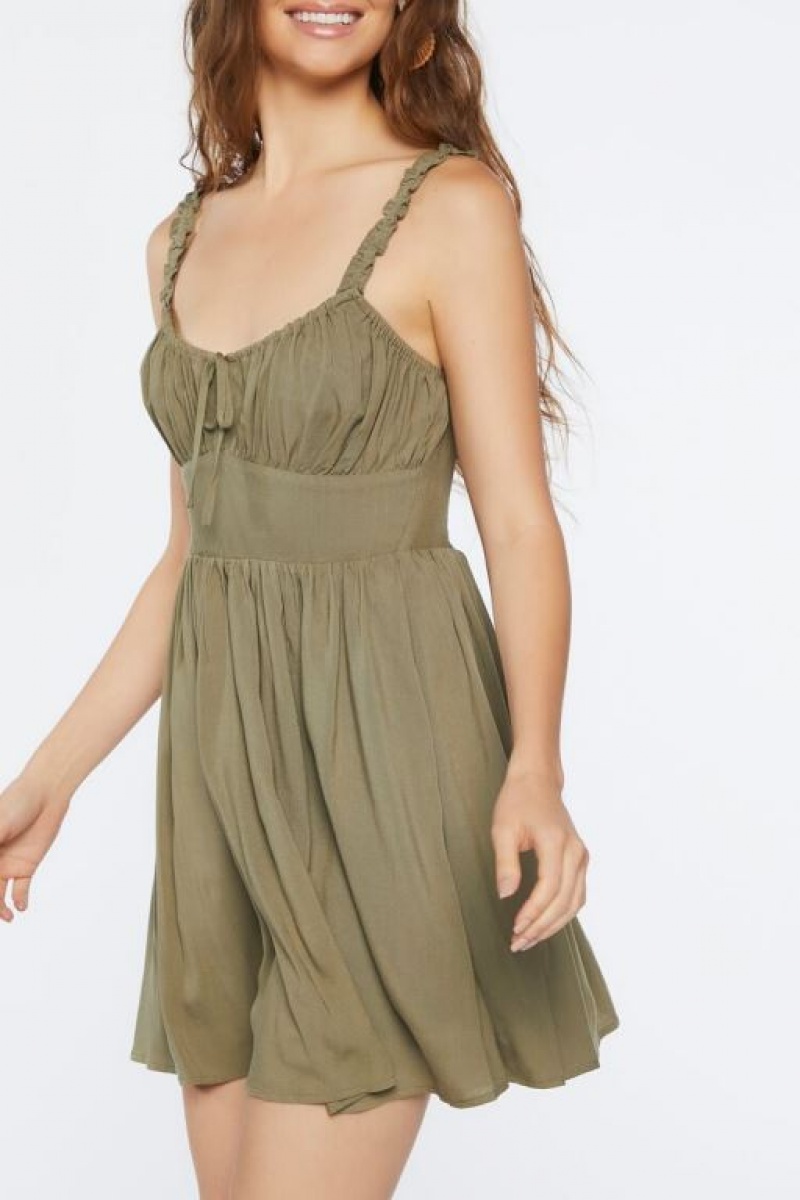 Vestido Forever 21 Ruffle Fit Amp Flare Mini Mujer Olivine | II1XHjyopTo