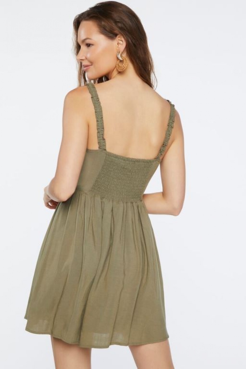 Vestido Forever 21 Ruffle Fit Amp Flare Mini Mujer Olivine | II1XHjyopTo