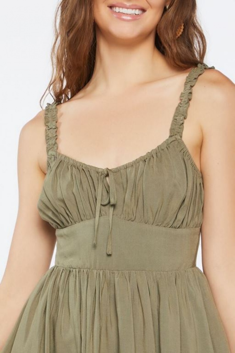 Vestido Forever 21 Ruffle Fit Amp Flare Mini Mujer Olivine | II1XHjyopTo