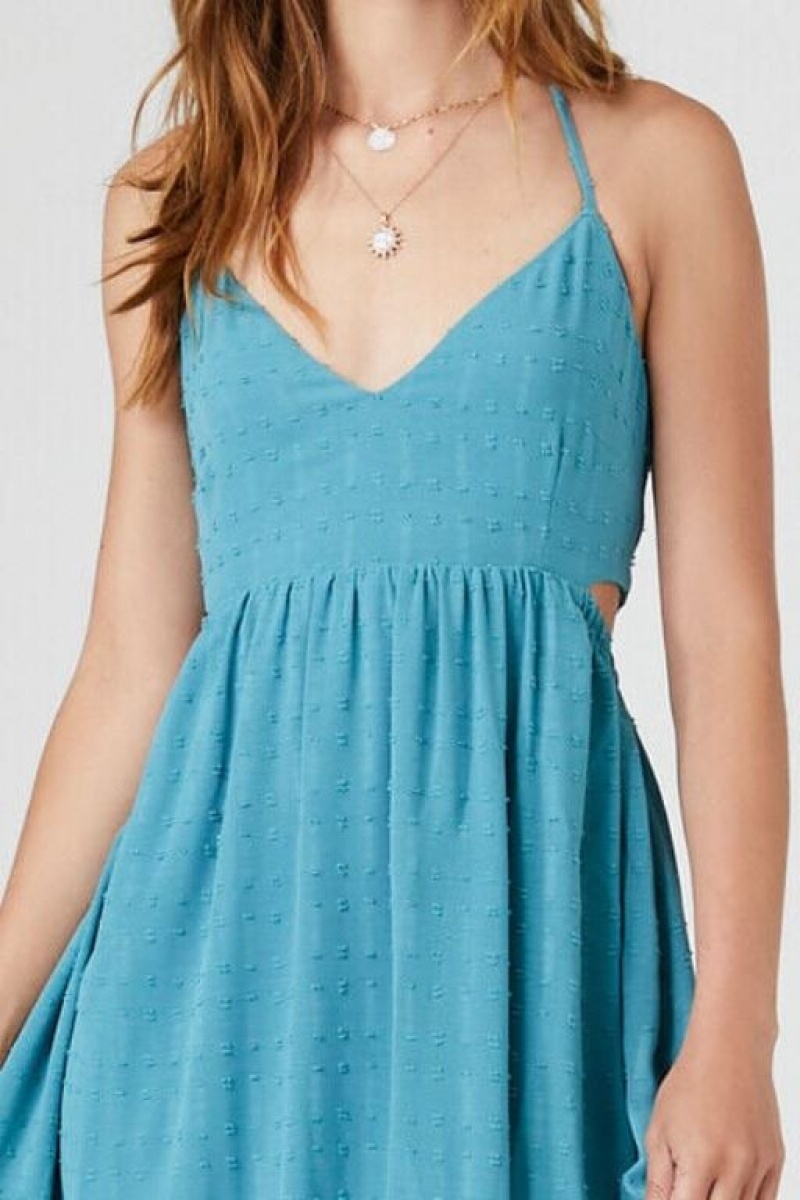 Vestido Forever 21 Ruffle Halter Cutout Maxi Mujer Turquesa Azules | s0zQnamLlOT