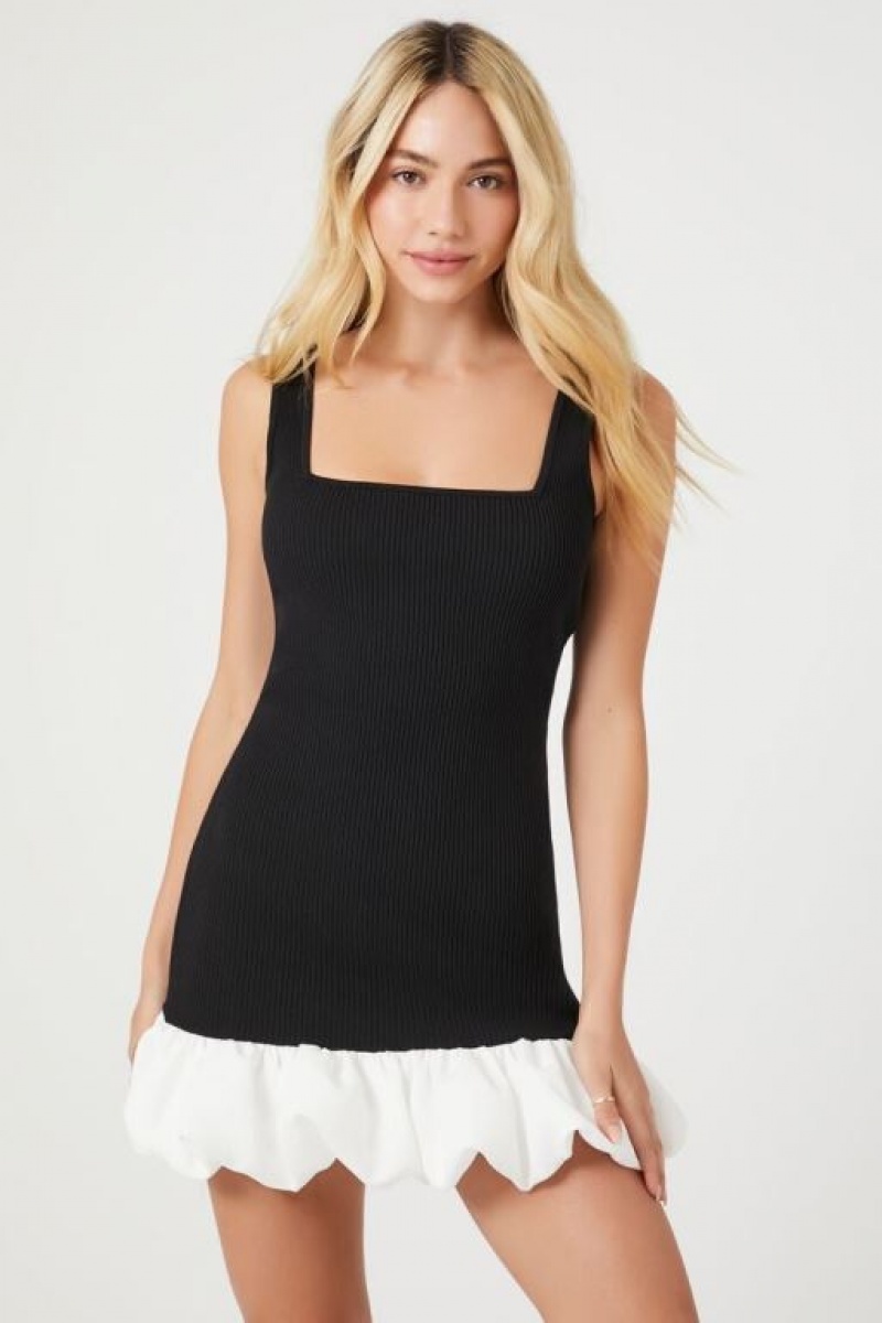 Vestido Forever 21 Ruffle Mini Mujer Negras Blancas | 8WqShBtiGNs