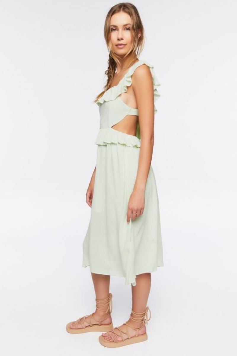 Vestido Forever 21 Ruffle Tie Back Midi Mujer Verde Menta | xxSy010sbuT