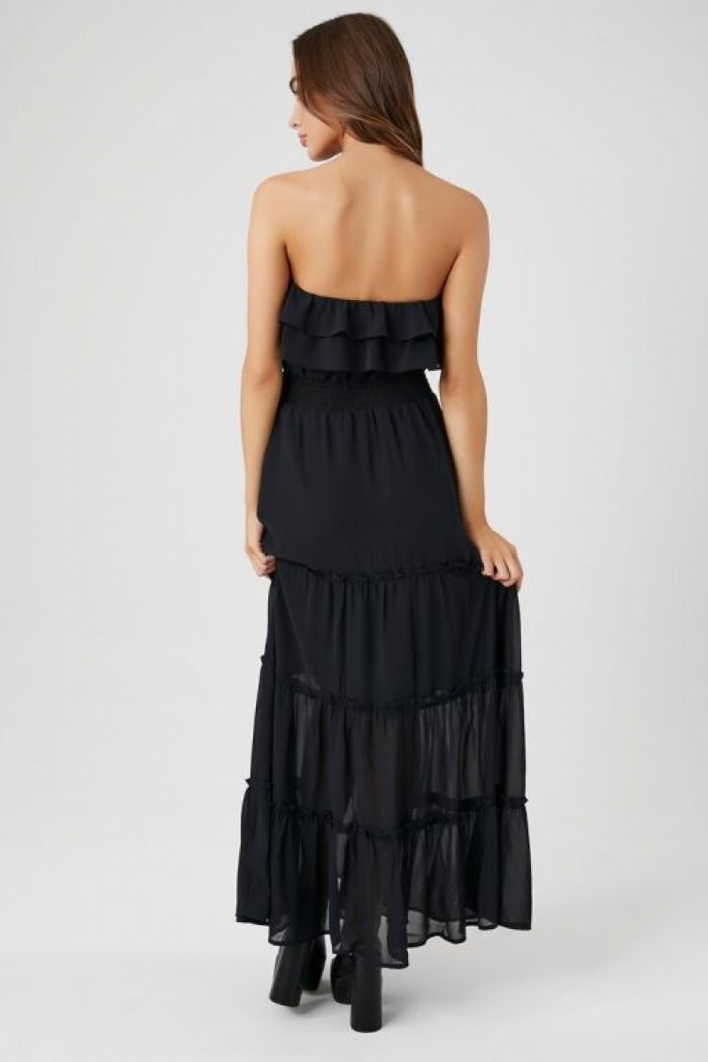 Vestido Forever 21 Ruffle Tiered Tube Maxi Mujer Negras | praCDuSzRte