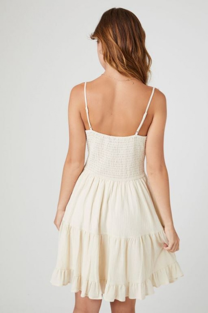 Vestido Forever 21 Ruffle Trim Babydoll Mujer Sandshell | E1tq0VdqmNd