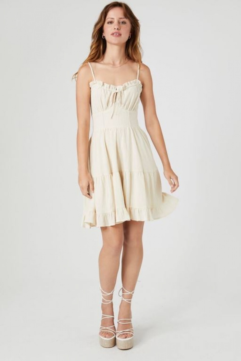 Vestido Forever 21 Ruffle Trim Babydoll Mujer Sandshell | E1tq0VdqmNd