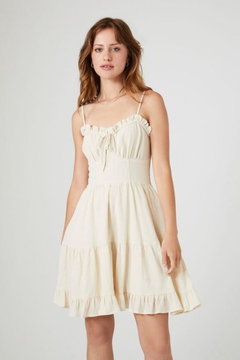 Vestido Forever 21 Ruffle Trim Babydoll Mujer Sandshell | E1tq0VdqmNd