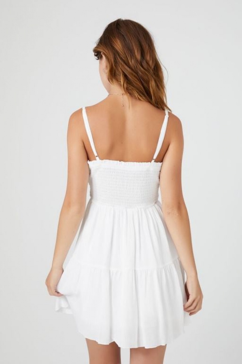 Vestido Forever 21 Ruffle Trim Cami Mini Mujer Blancas | SZkgvbR5yiC