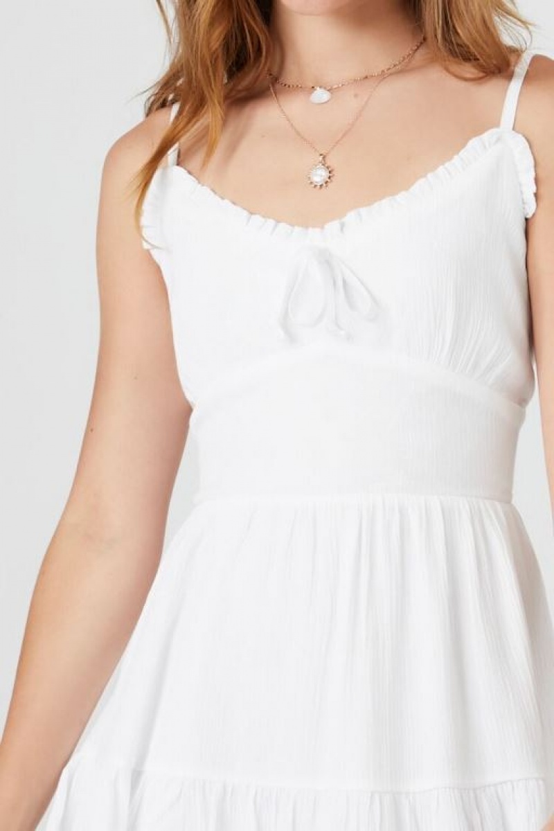 Vestido Forever 21 Ruffle Trim Cami Mini Mujer Blancas | SZkgvbR5yiC