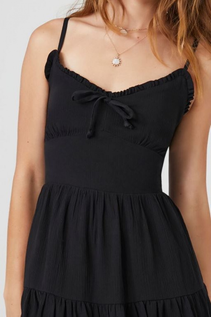 Vestido Forever 21 Ruffle Trim Cami Mini Mujer Negras | ZFVIv2lh4kV