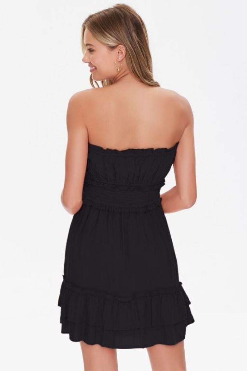 Vestido Forever 21 Ruffle Trim Mini Mujer Negras | XB1XKyPfmyg