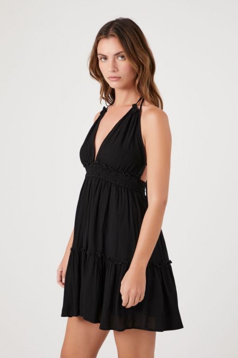 Vestido Forever 21 Ruffled Halter Mini Mujer Negras | vgMnoseR0vY