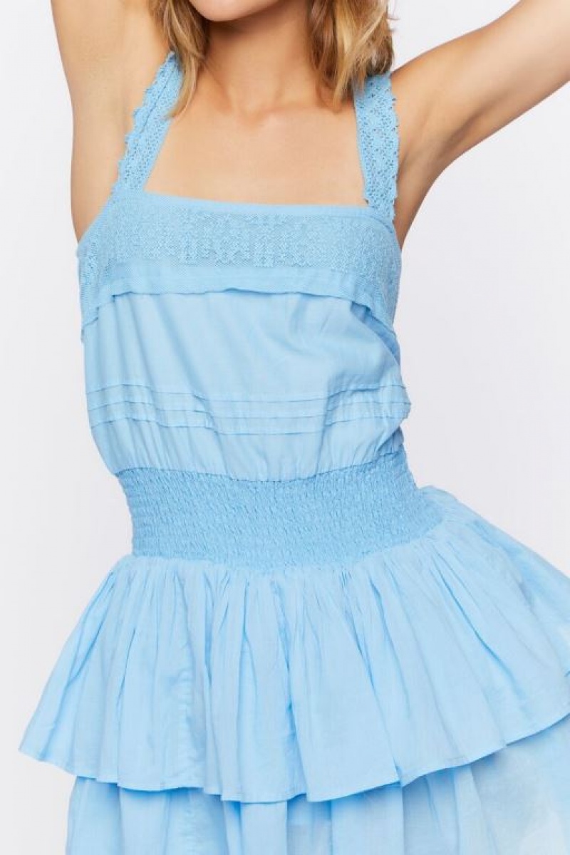 Vestido Forever 21 Ruffled Tiered Mini Mujer Azules | v3tuSYUnO2o