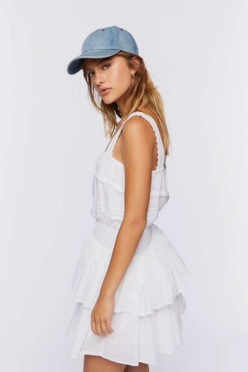 Vestido Forever 21 Ruffled Tiered Mini Mujer Blancas | IxcM3x6Dwpy