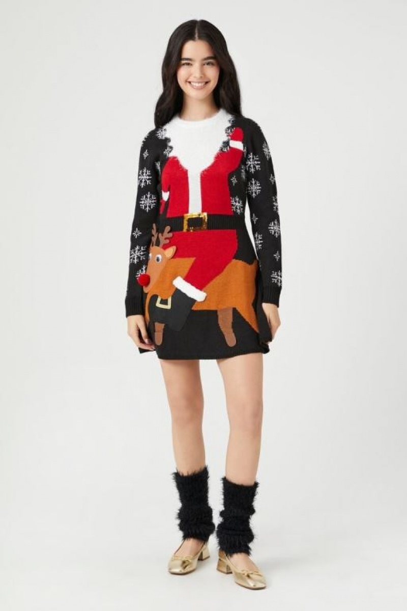 Vestido Forever 21 Santa Amp Reindeer Holiday Mini Mujer Negras Multicolor | rNZs1G4CMTE