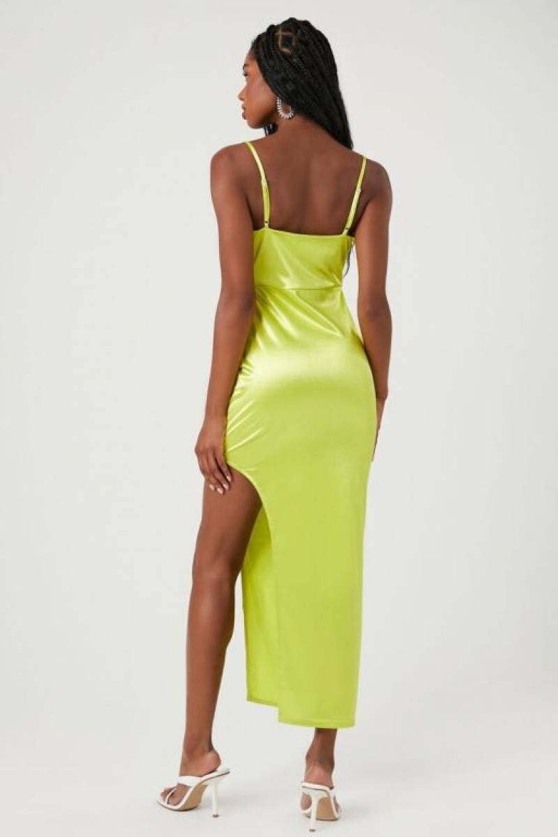 Vestido Forever 21 Satin Asymmetrical Maxi Mujer Verde | Owd801TKiq6