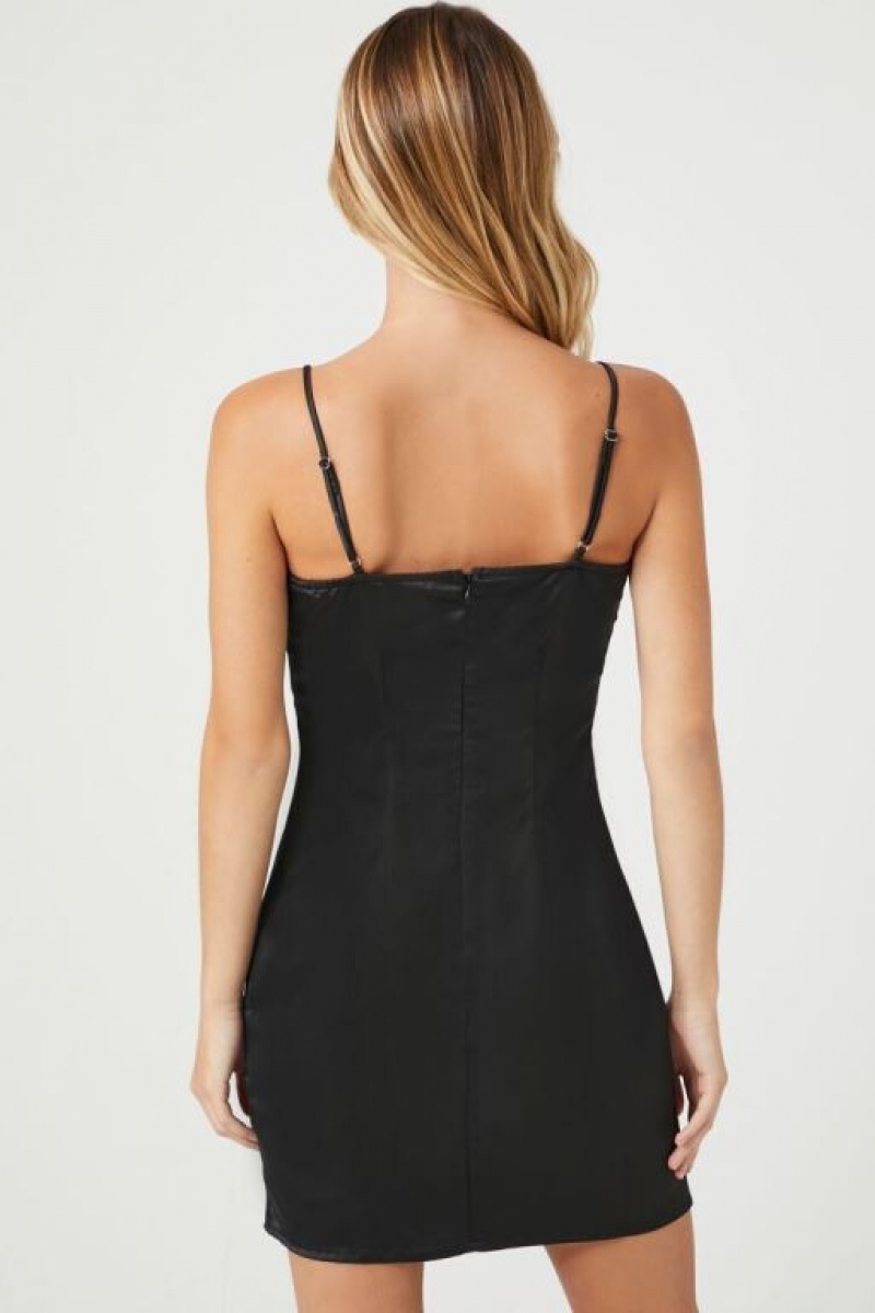 Vestido Forever 21 Satin Bow Mini Mujer Negras | 5HZ4qdk8kTh