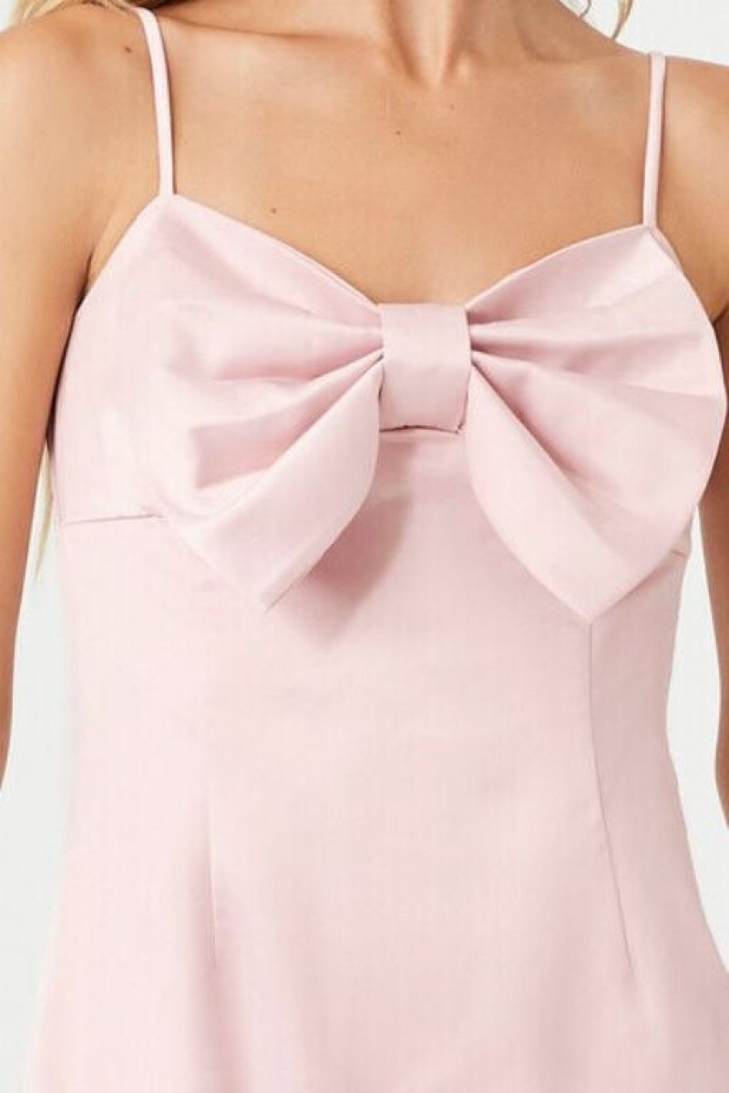 Vestido Forever 21 Satin Bow Mini Mujer Rosas | wz5gy1onJCh